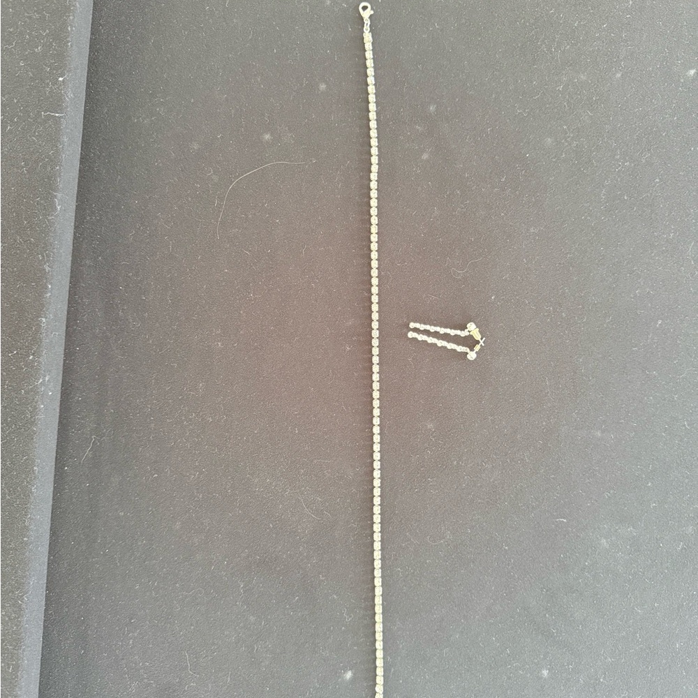 Elegant sliver Tennis necklace and earrings set